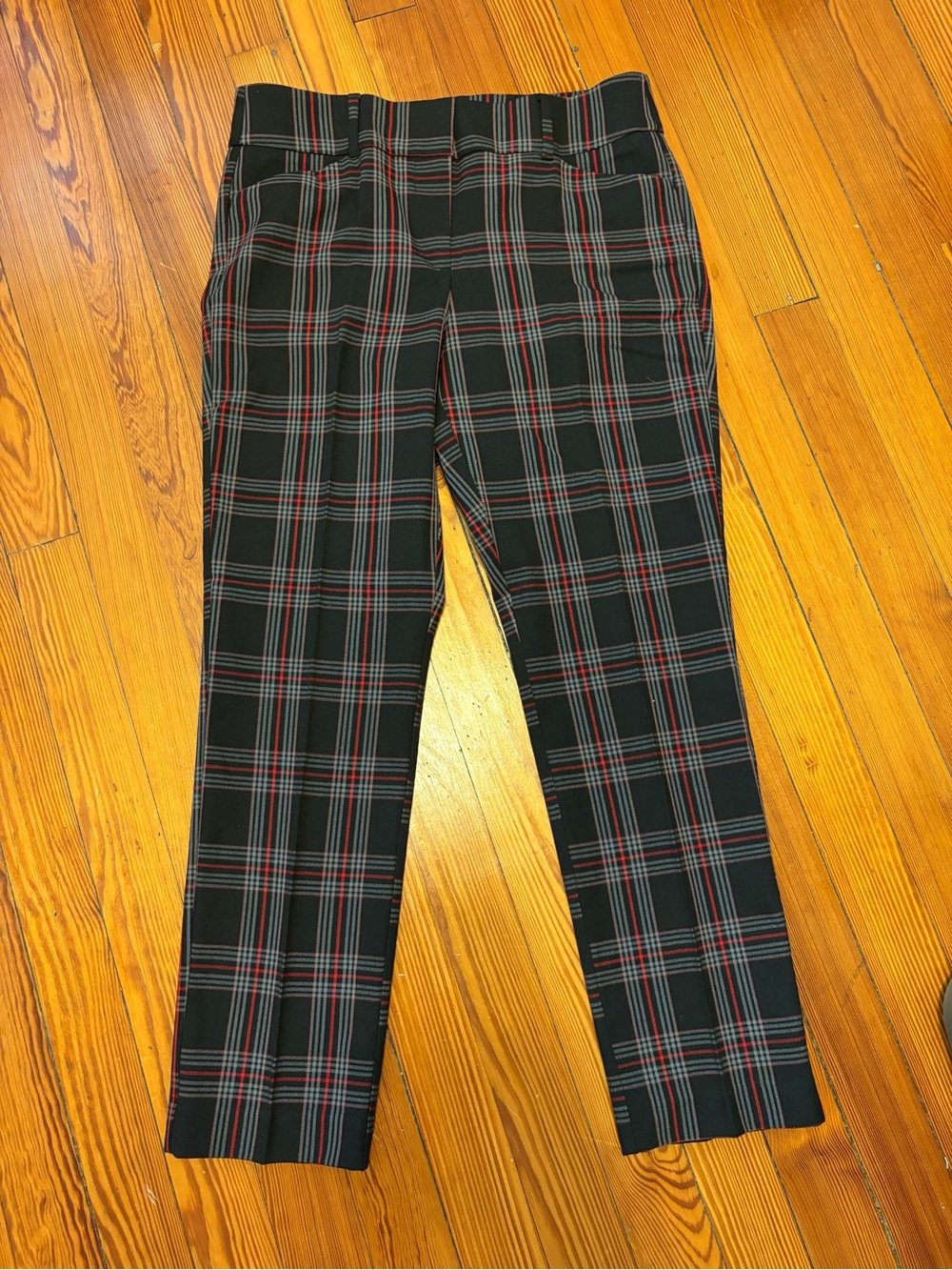 LOFT Black & Red Plaid Sutton Skinny Ankle Pants